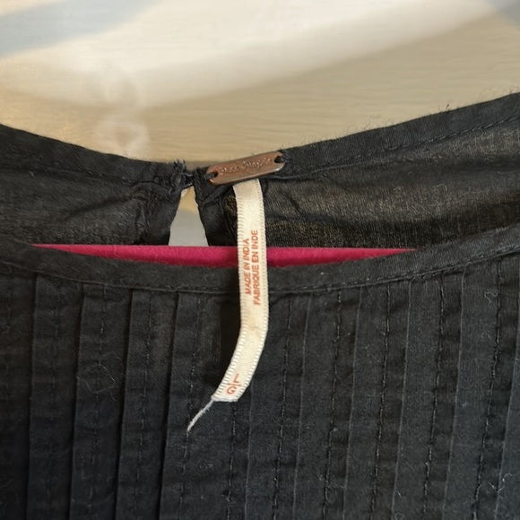 FREE PEOPLE Pavlo Embroidered Ruffle Boho Lined Dress Black Babydoll Large - Picture 6 of 11